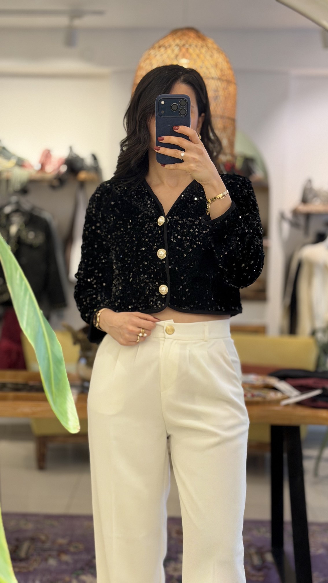 İNCİ DÜĞMELİ PAYETLİ İTALYAN HIRKA