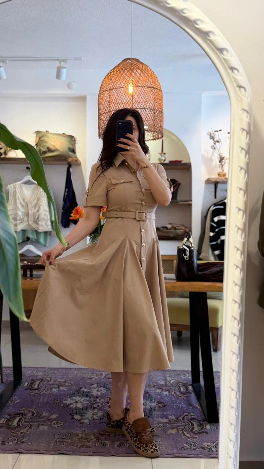 APOLETLİ PARAŞÜT KUMAŞ İTALYAN GÖMLEK ELBİSE