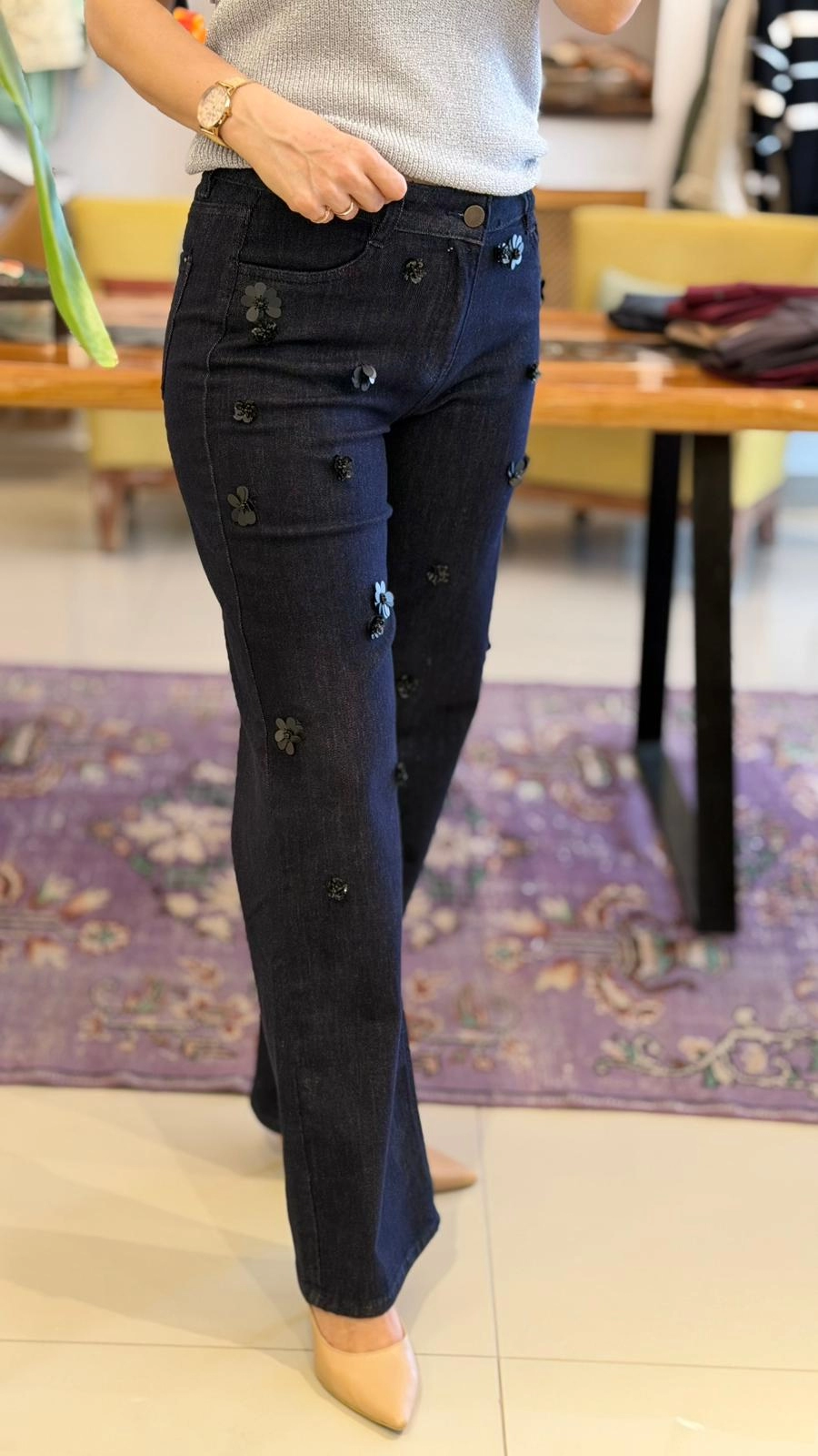 ÇİÇEK DETAYLI İTALYAN KOT PANTOLON