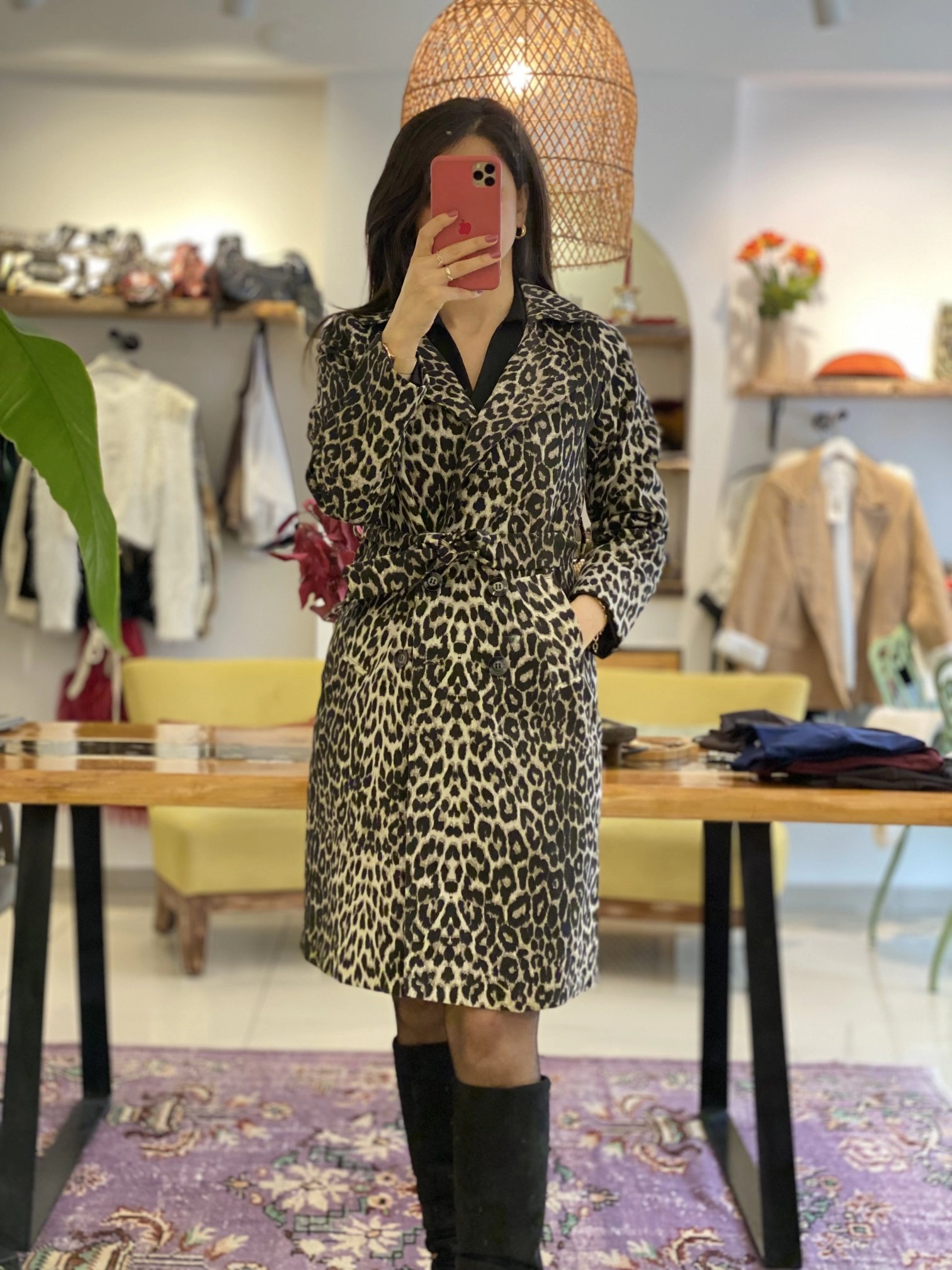 LEOPAR DESENLİ SLİM FİT TRENÇKOT